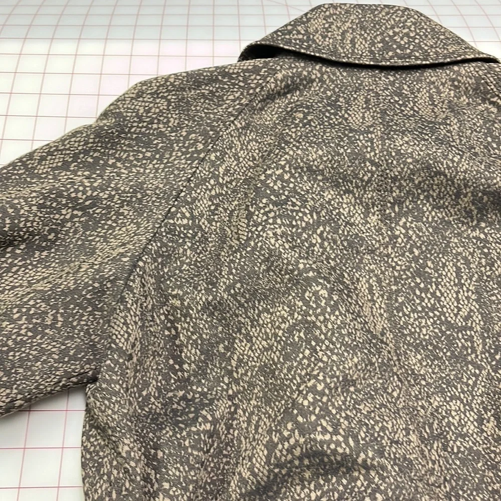 MICHAEL KORS Career Reptile Print DBL Breasted 3/4 SLV Cotton Trench Coat SZ M